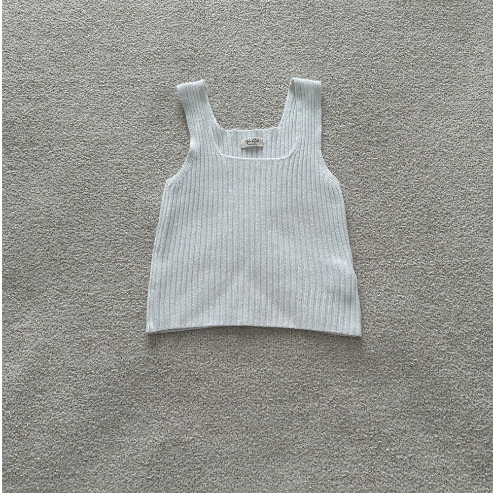 John Galt Ribbed Cropped Tank Top Size XS/S in White